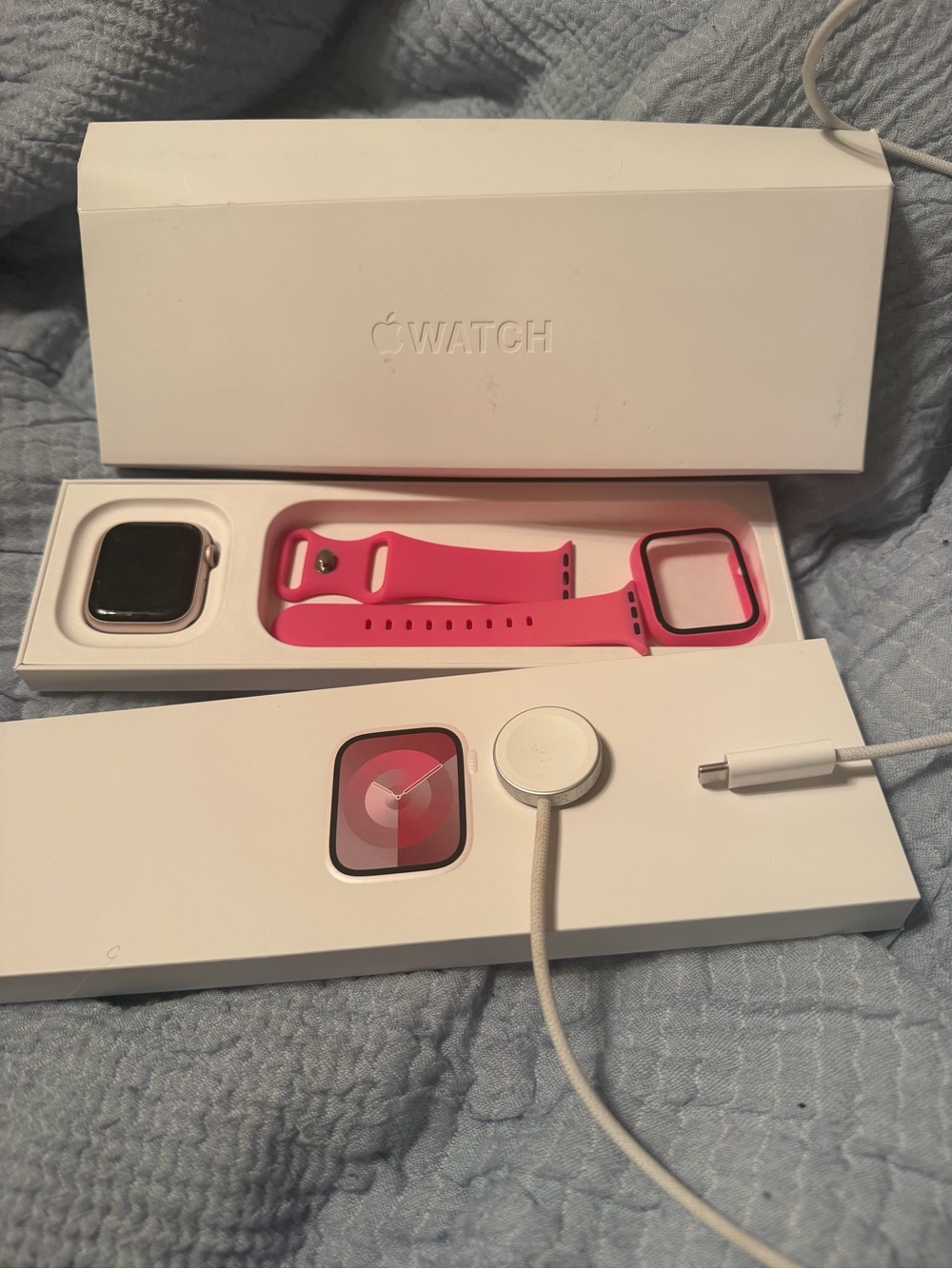 Apple Pink Silicone Smartwatch series 9 with Magnetic Charger